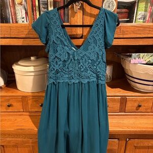 Maurices Teal Lace Midi Dress